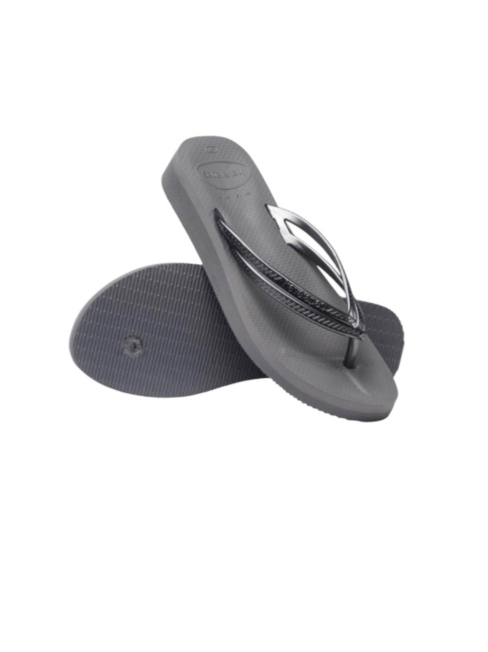 HAVAIANAS Slim Women's wedge fit flops Grey 10.5 beach travel pool Gray Sandals